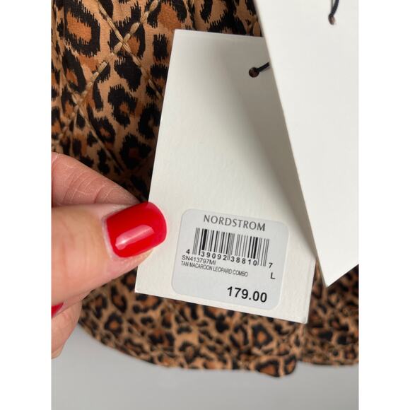 Something Navy Macaroon‎ Leopard Black Combo Reversible Quilted Coat Size Large - Picture 6 of 9